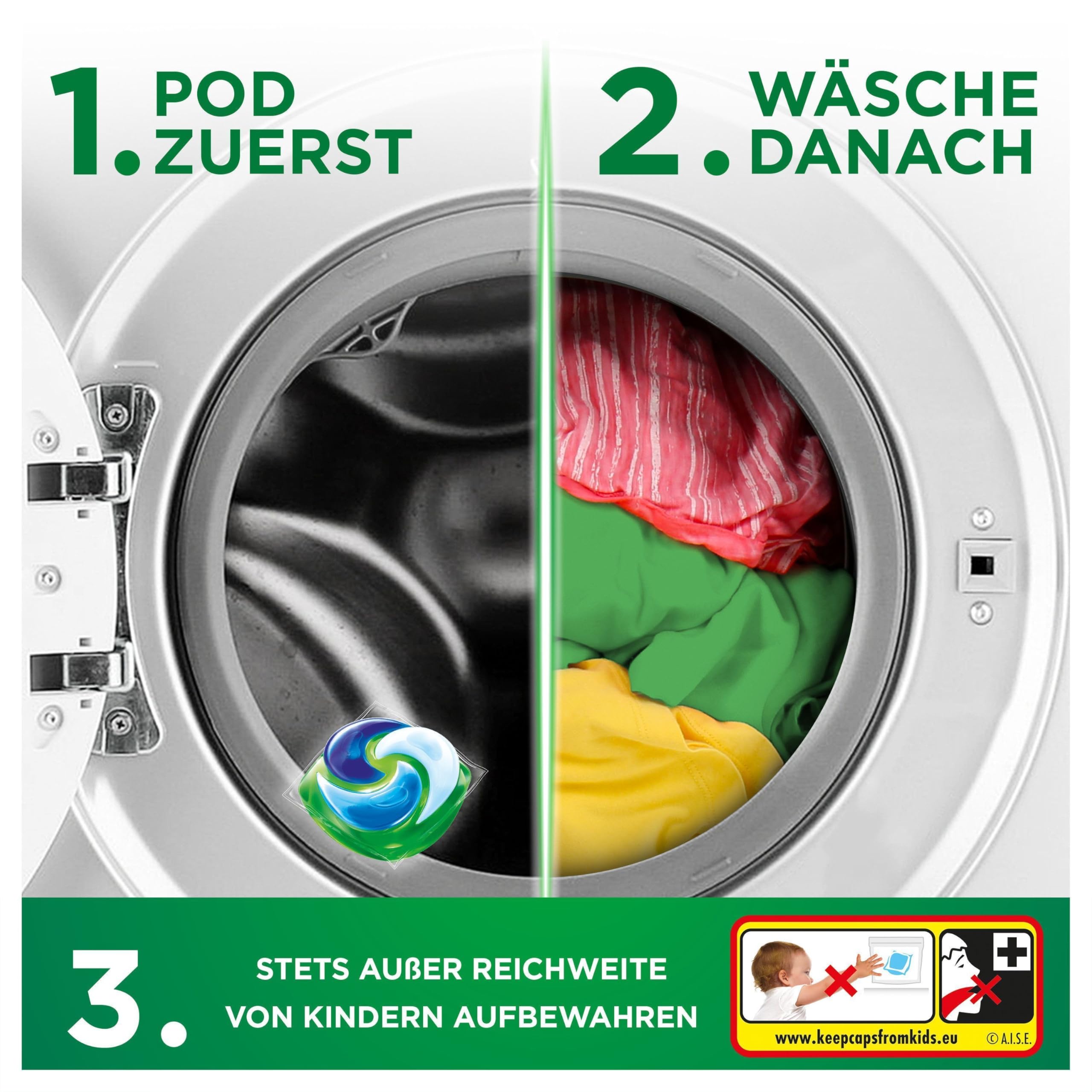Ariel Allin1 PODS, Flüssigwaschmittelkapseln 100 Wäschen, Touch Of Lenor Unstoppables, Tiefenreinigung für lang anhaltende Frische