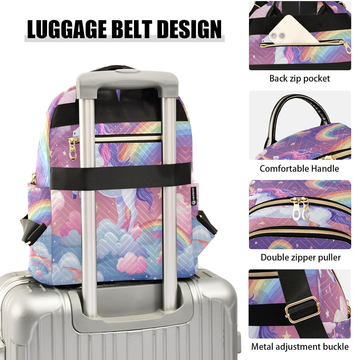 senya Magic Unicorn Rainbow Women Backpack Purse Travel Daypack Shoulder Bag - Image 4