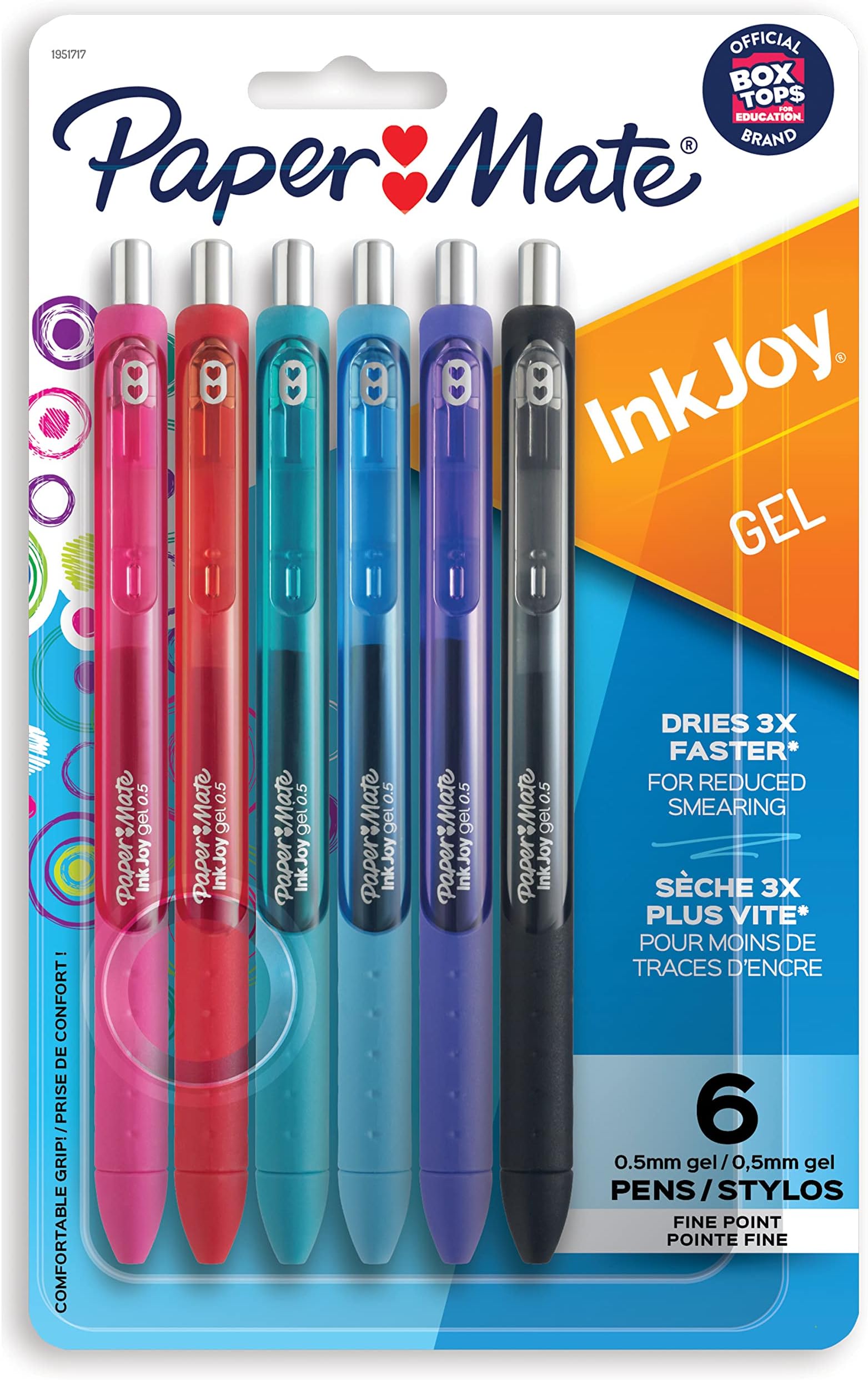Paper Mate InkJoy Gel Pens, Fine Point, Assorted Colors, 6 Count
