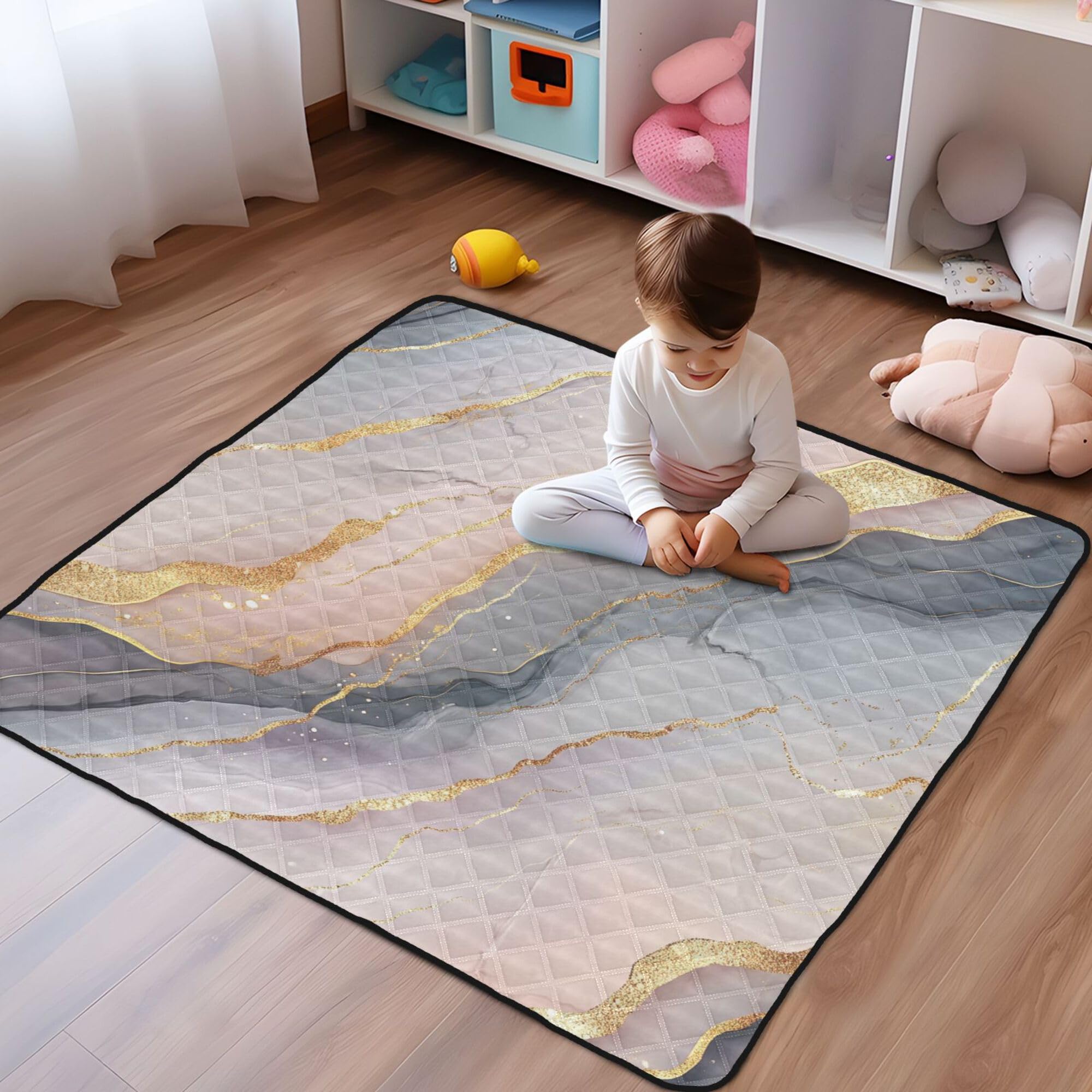 Alfombra de gimnasia y actividad para bebé, color gris rubor, suave, gruesa, para el piso, no tóxica, para bebés, bebés, bebés, 50 x 50 pulgadas