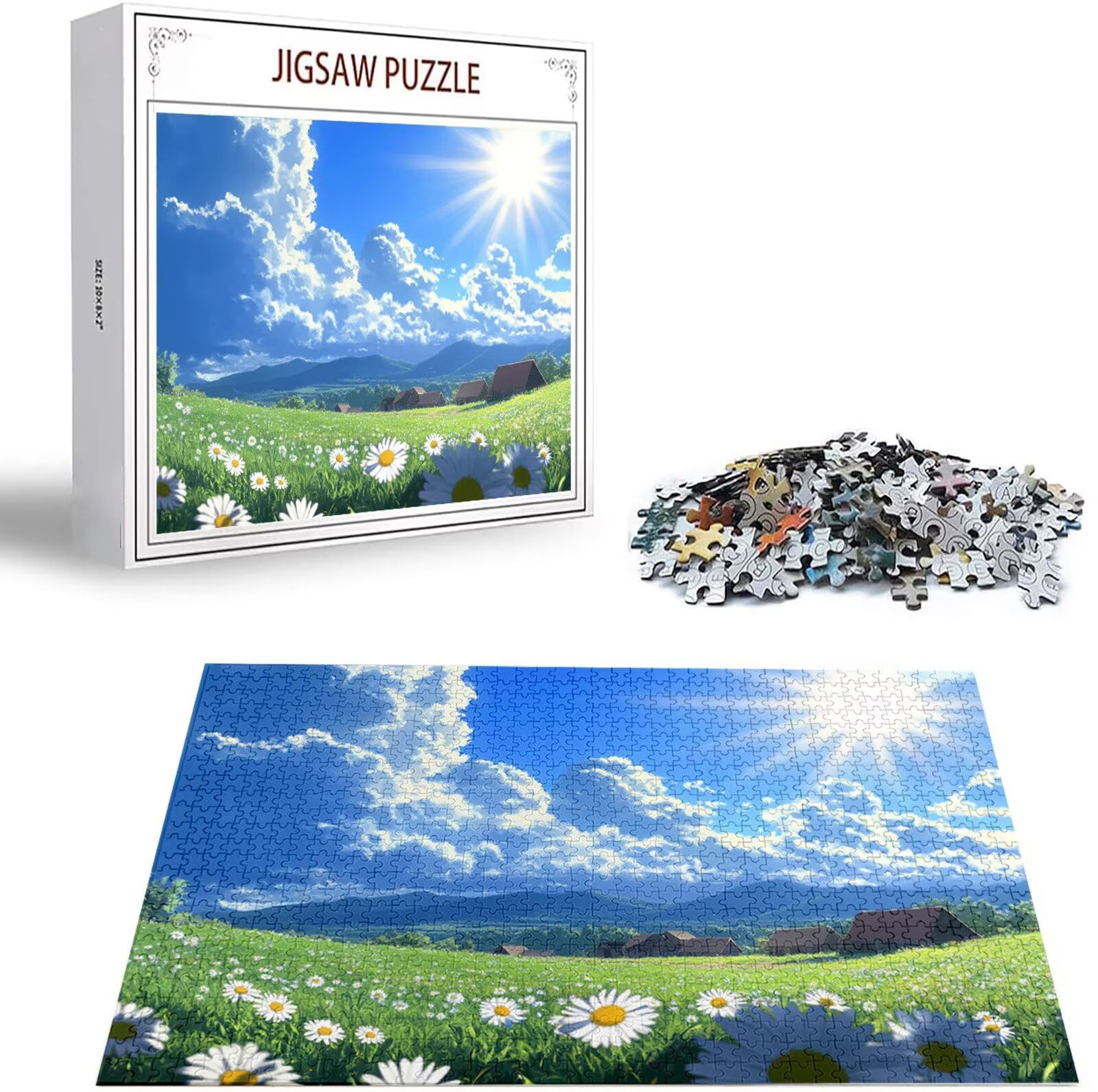Puzzle 2000 Pezzi, 3 4 5 Anni Puzzle Luce solare 6 7 8 Anni Giochi Educativi Sostenibili Con Motivi Per Adulti Da Gioco in Legno Di Alta Qualità Jigsaw Cielo blu per Gioco Familiare, Regalo H-2723