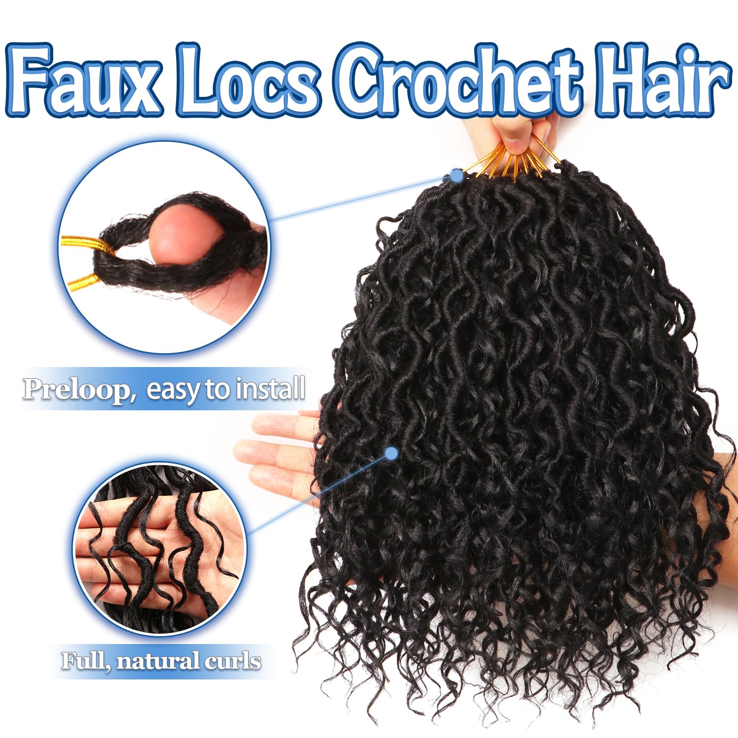 Faux Locs Crochet Hair Extensions Soft Locs Crochet Braids Hair Extensions for Braiding Hair Goddess Braids Extensions Hair Butterfly Locs (#1B - Image 4