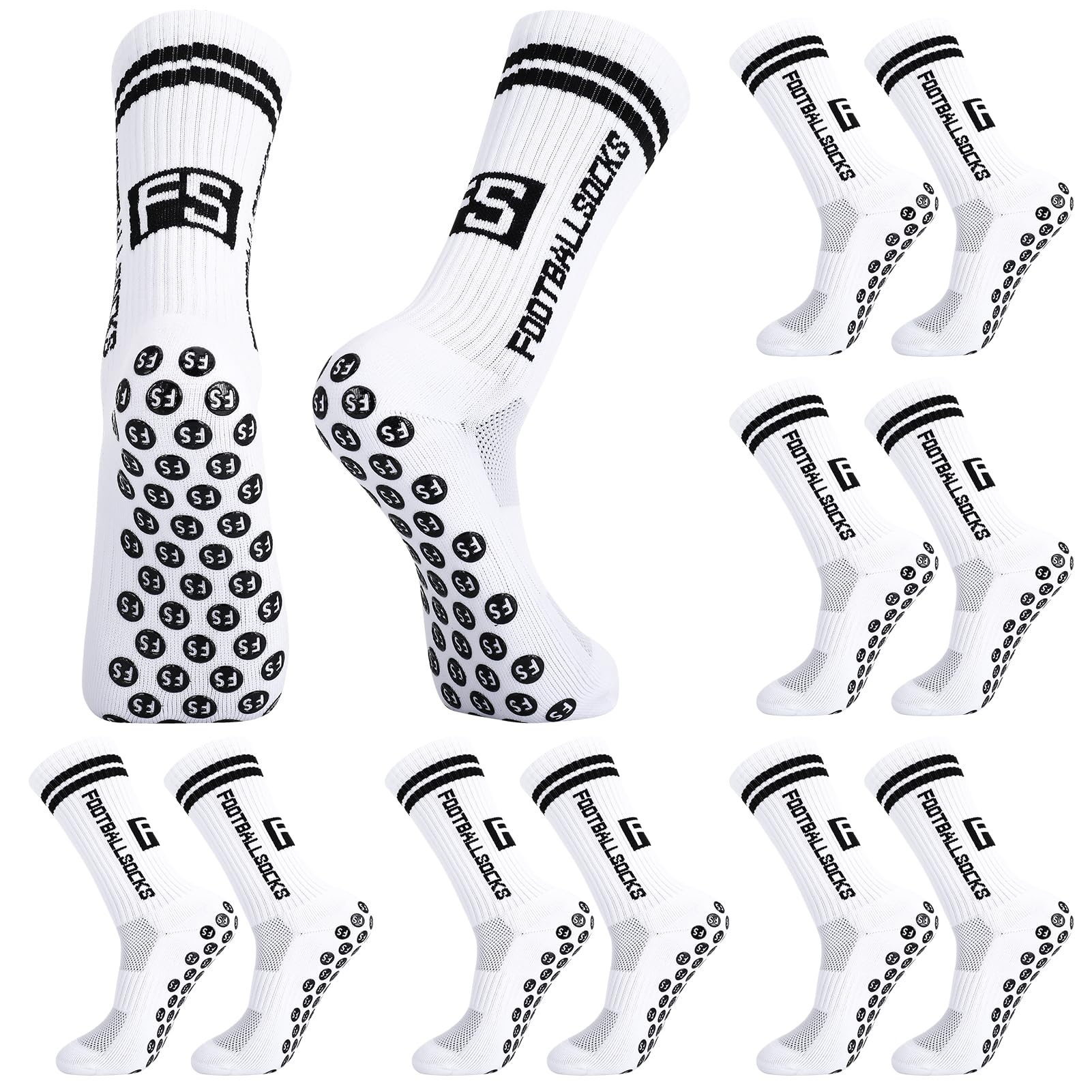 Apricitie 6 Paar Fussball Socken Kinder, Fußballsocken Anti Rutsch Grip Jungen Fußball Socken Rutschfeste Sportsocken für Fussball Basketball Laufen