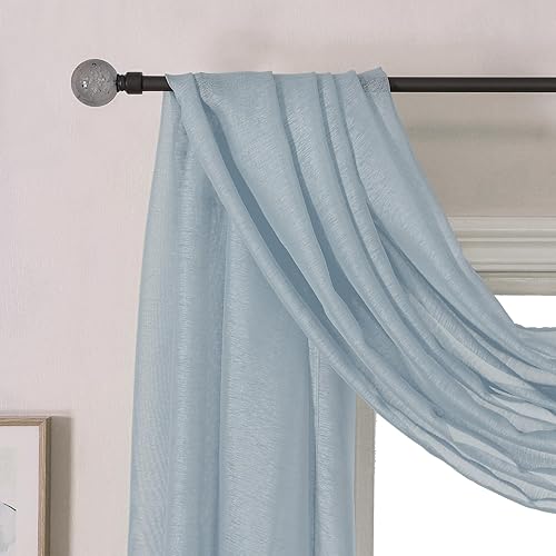 Miniatura 6 de DONREN Paneles de cortinas transparentes para cama, elegante cenefa transparente de gasa sólida, bufanda larga para tratamiento de ventana, para