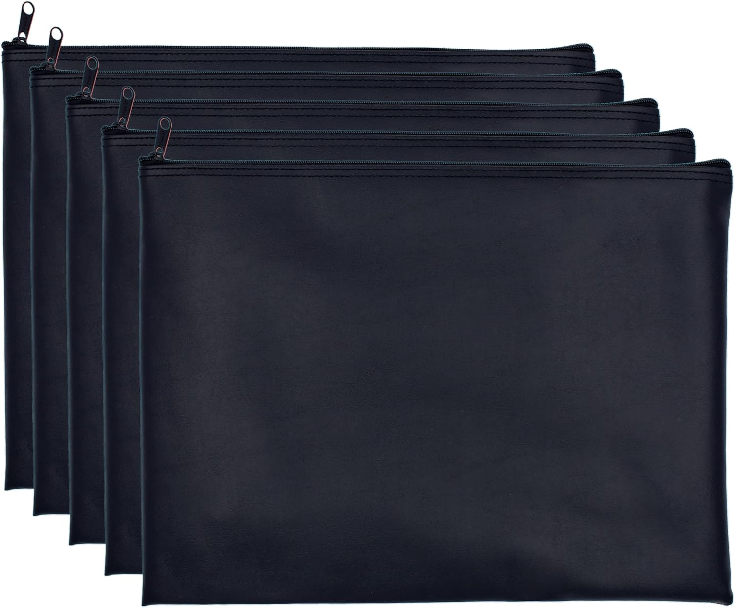 Carousel Checks Inc. ファスナー付きバンク デポジットバッグ 12&times;16インチ ブラック 5個パック