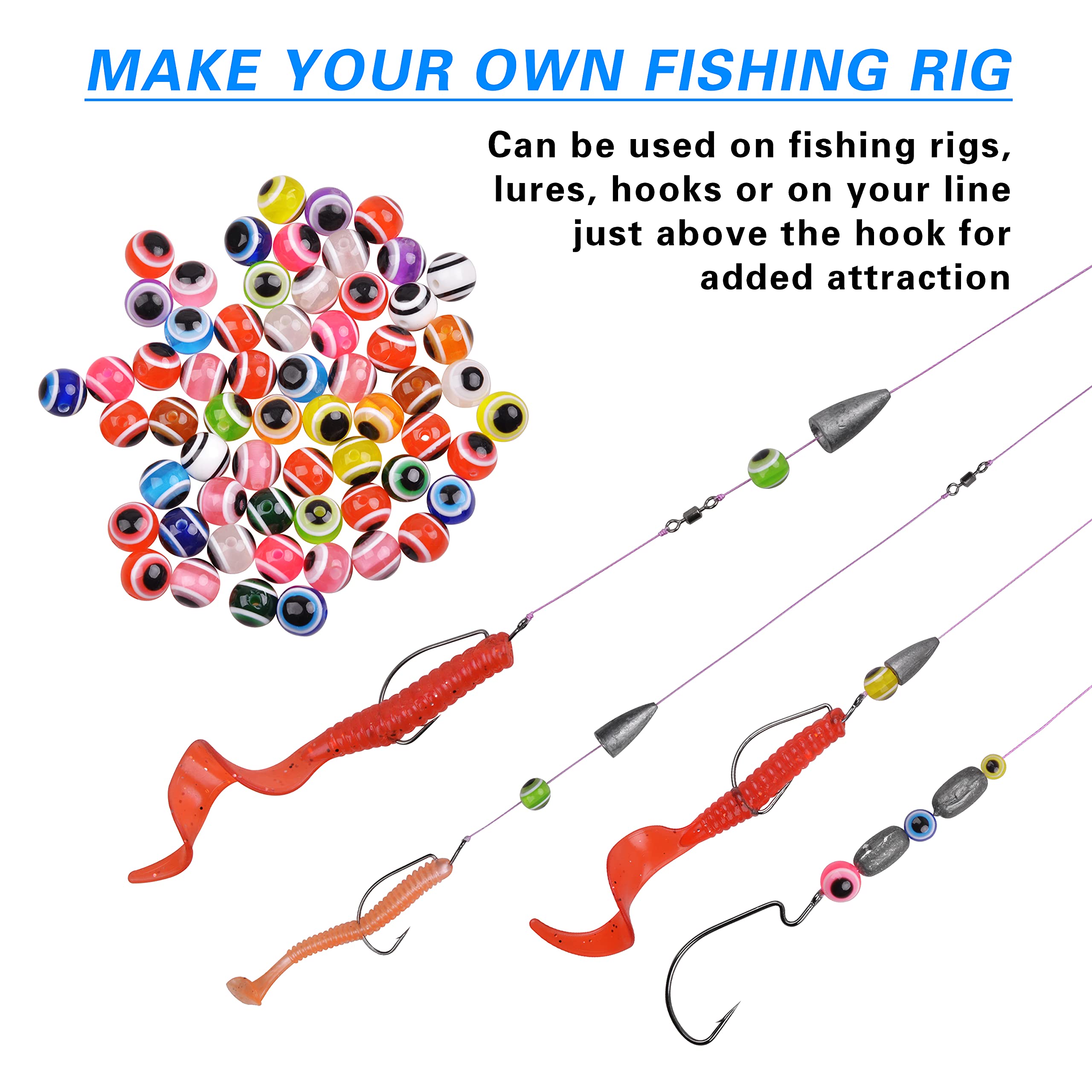 AGOOL Fishing Beads Set Fishing Eye Beads Hard Plastic Floating Fish Eggs Bait Assortment for Texas Carolina Rigs Fish Rigs DIY Kit