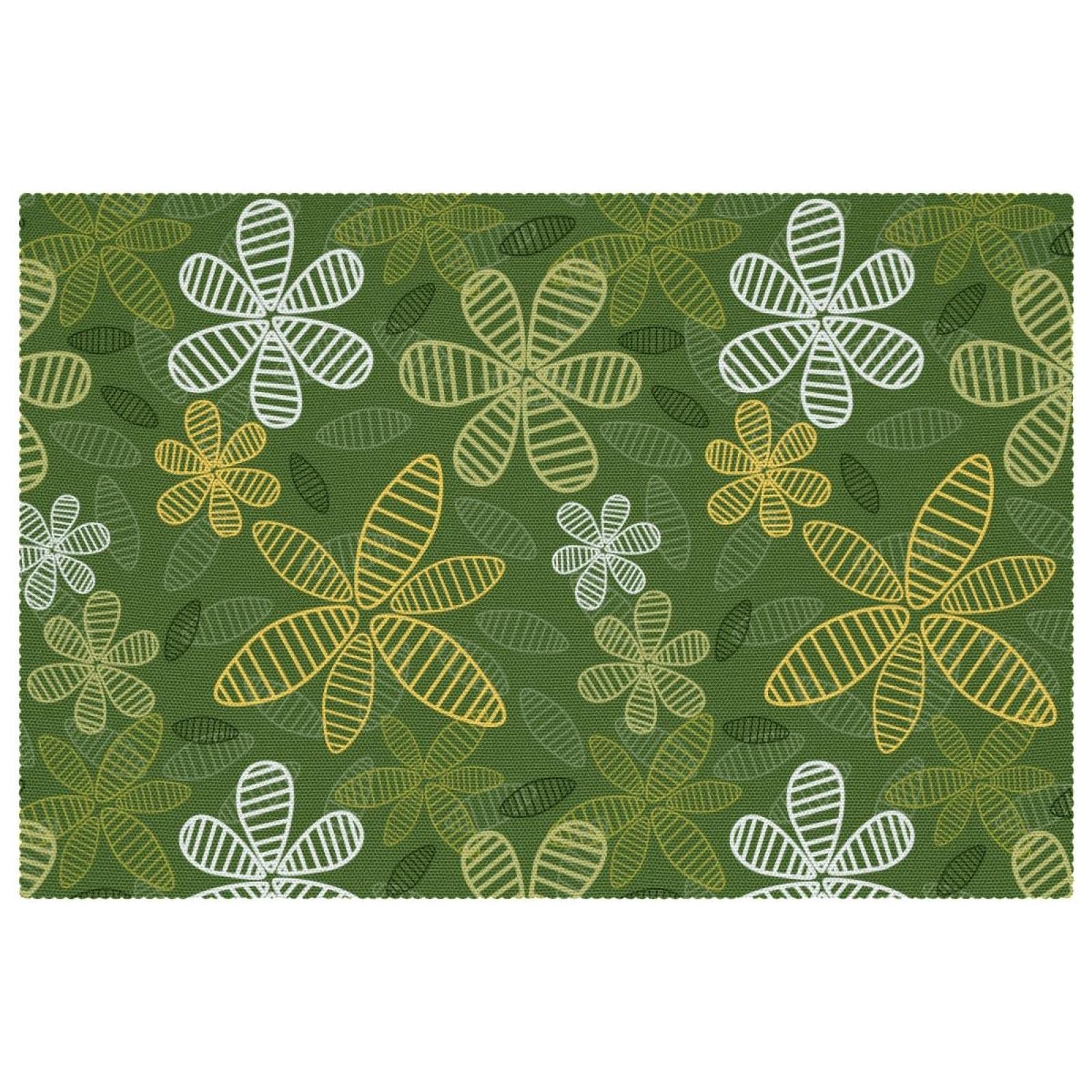 Sets de table à motif floral vert 30x45 cm antidérapants pour salle à manger | Lot de 6