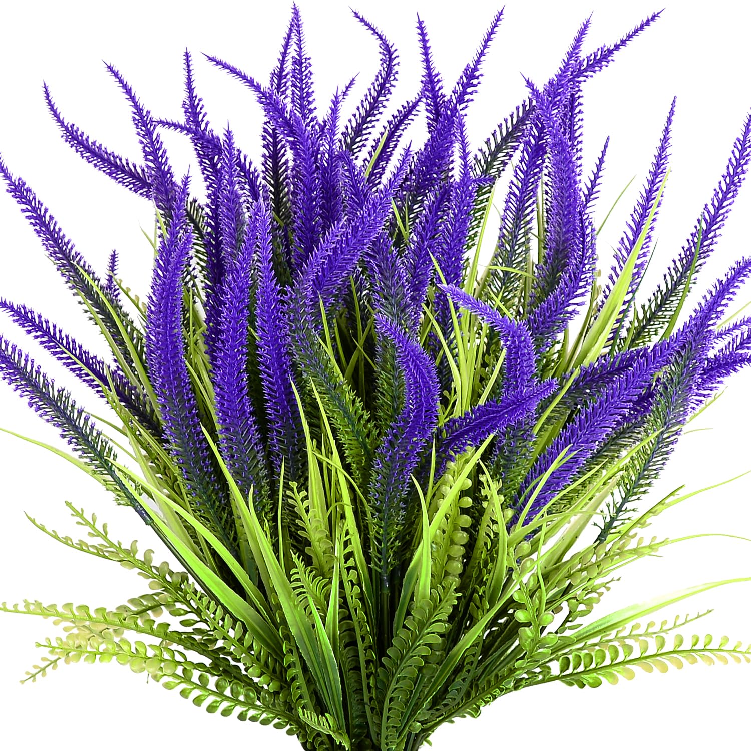 SAREAL Artificial Outdoor Plants – 10 Bundles of Faux Bead Grass Greenery, UV Resistant & Weatherproof Fake Plants for Patio, Porch, Garden, or Indoor