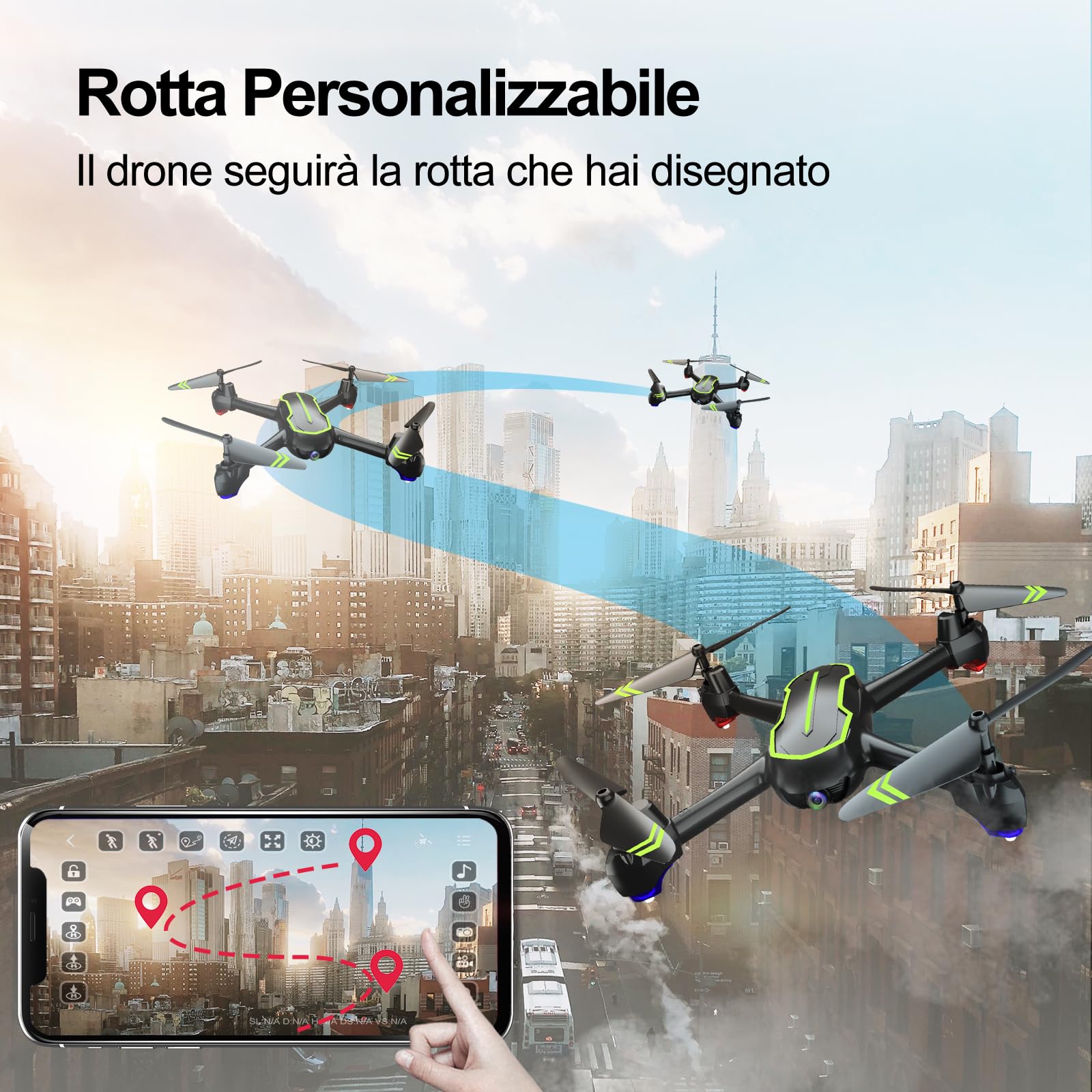 Loolinn | Drone GPS - Drone con Telecamera HD 1080p per Principianti, Quadricotteri RC Droni con GPS Funzione di RTH / 32 Minuti di Volo/Seguimi (Regalo per Ragazzi e Adulti)