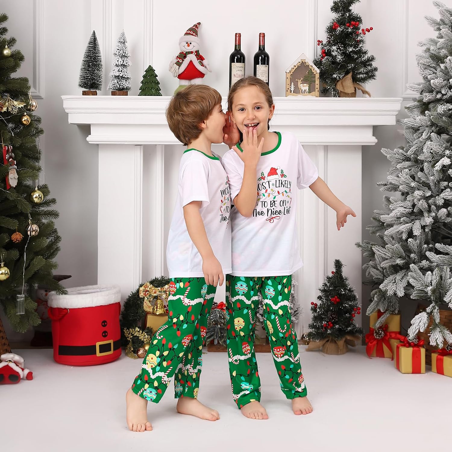 Christmas Pajamas for Family Matching Holiday PJ's Jammies Sets with Short Sleeve Tee and Pants Sleepwear Loungewear