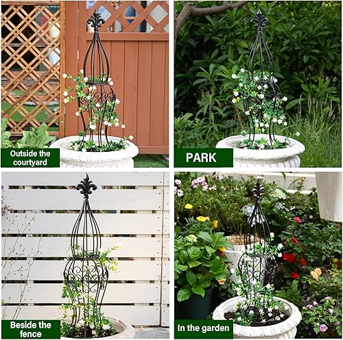 Miniatura 7 de Obelisk - Enrejado de metal para plantas trepadoras, estructura de hierro duradera de 29.5 x 6.3 pulgadas, fácil montaje, perfecto para enredaderas