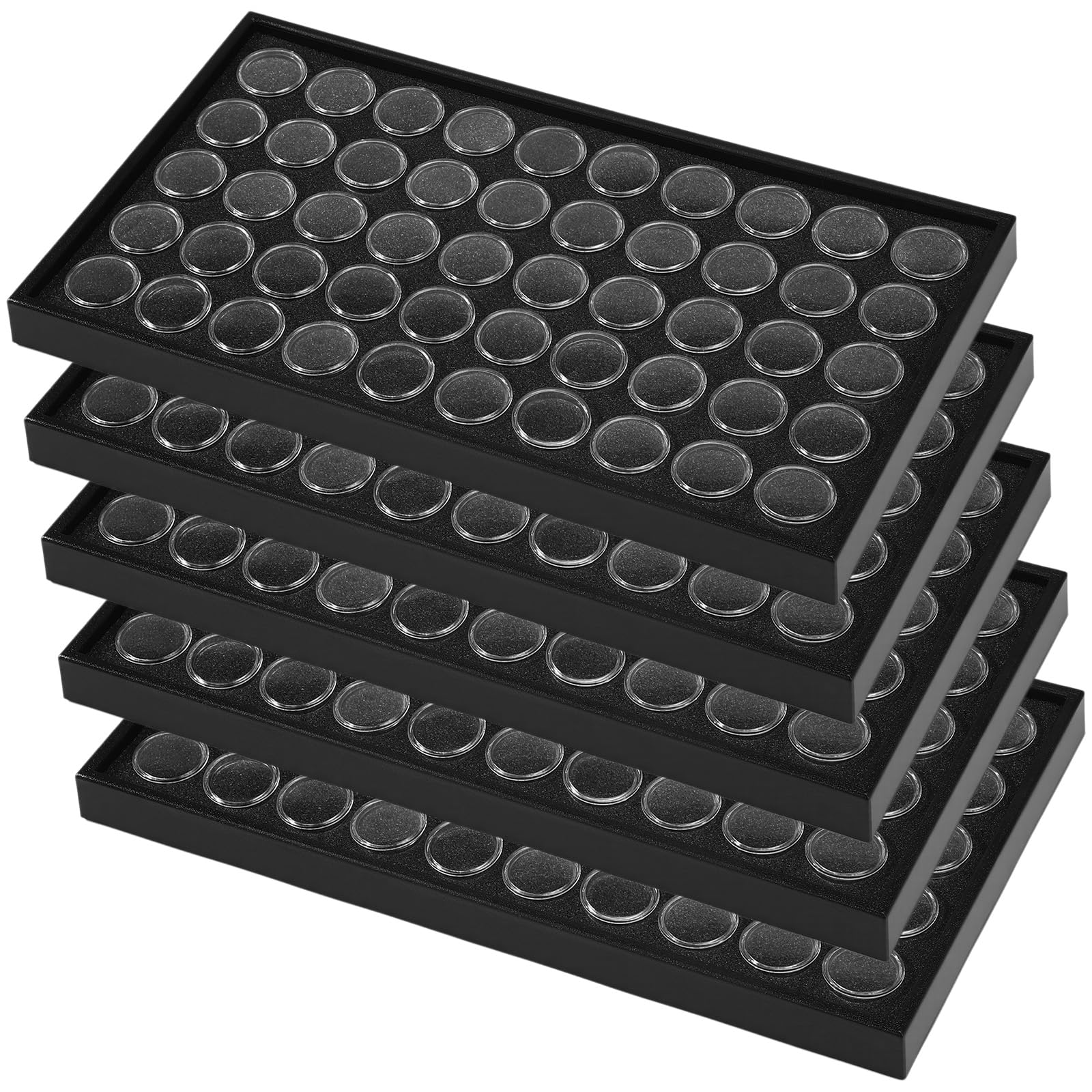 Geelin Edelstein-Vorratsdosen mit Deckel, klein, 37,3 x 20,6 x 2,5 cm, schwarze Schale, Schaumstoffplatte, Edelstein-Aufbewahrungsdosen mit Deckel, Einsatzschalen für Sammlerstücke, Schmuck, Münzen