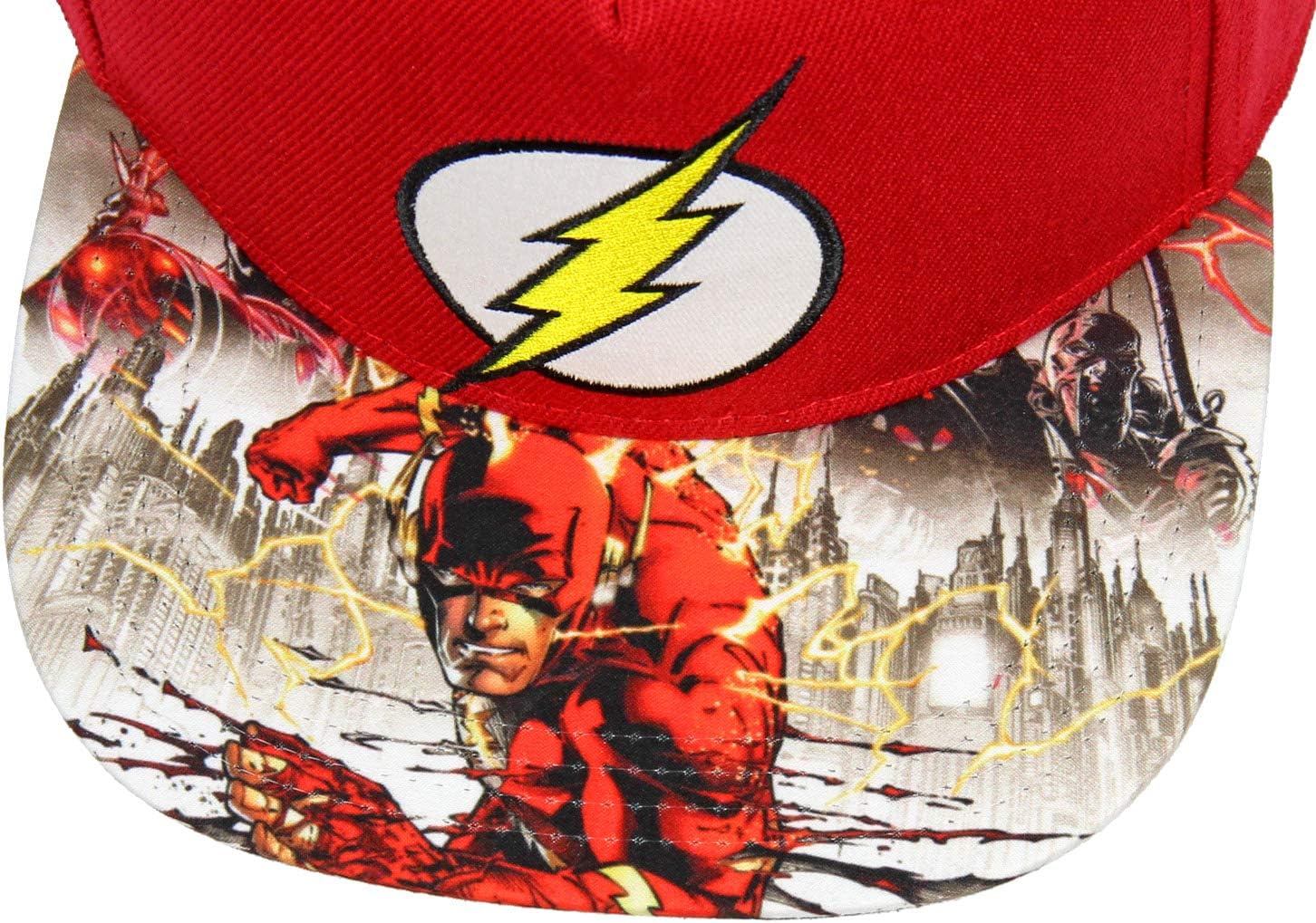 DC Comics Flash Hat Kids Embroidered Logo Photoreal Youth Snapback Cap - Image 2