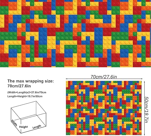 Miniatura 4 de Papel de regalo de bloques de construcción, papel de regalo de cumpleaños para niños y niñas, 20 x 28 pulgadas por hoja (6 hojas)