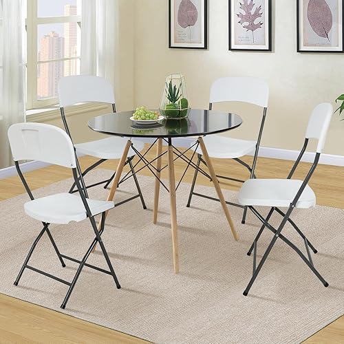 Miniatura 2 de HKLGorg Paquete de 4 sillas plegables, silla plegable de plástico, asiento comercial apilable portátil con respaldo y marco de metal para eventos