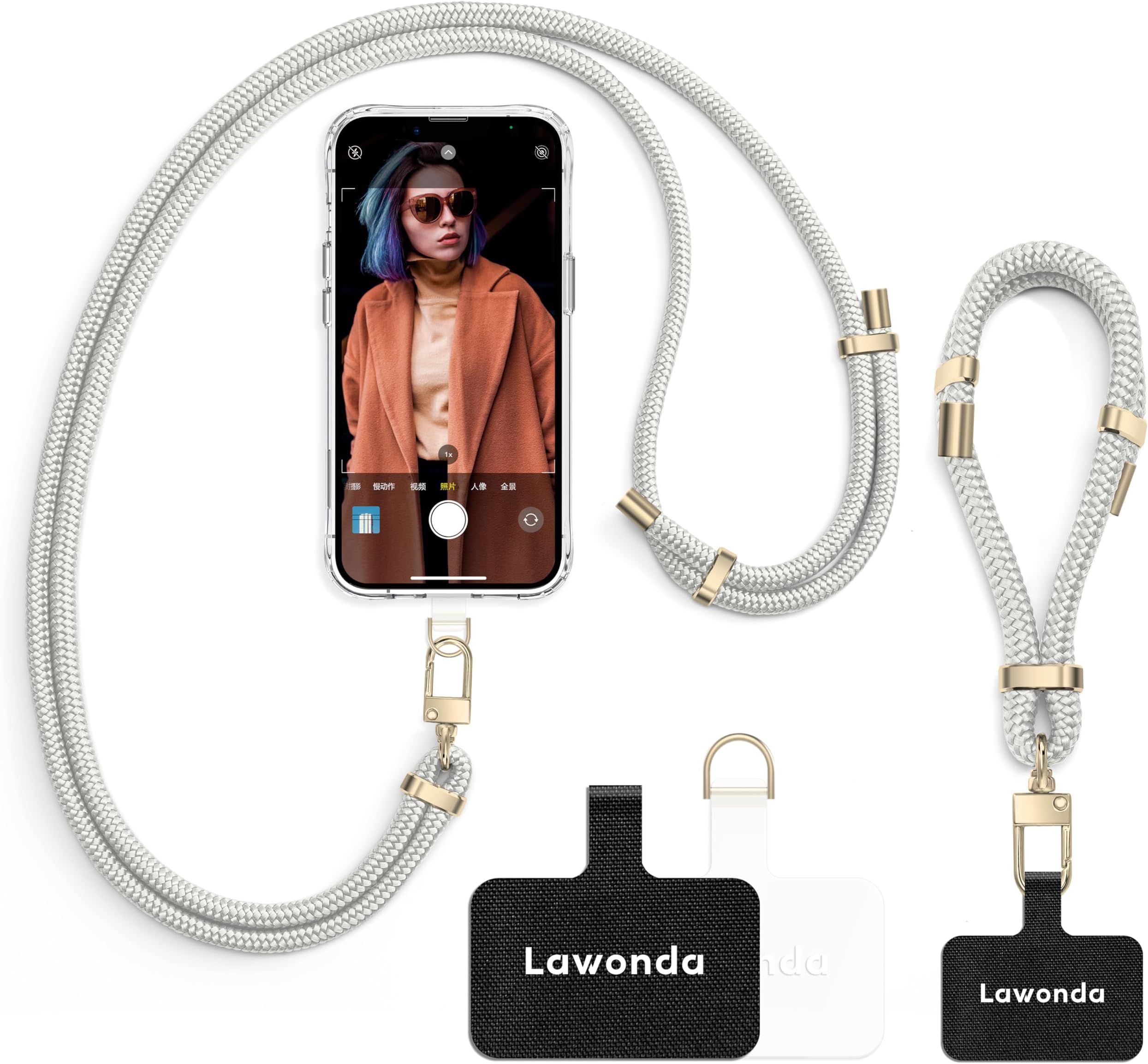 Cordón Ajustable Para Móvil - 2 Unidades Con Almohadillas Universales, Para Colgar Como Bandolera O Pulsera