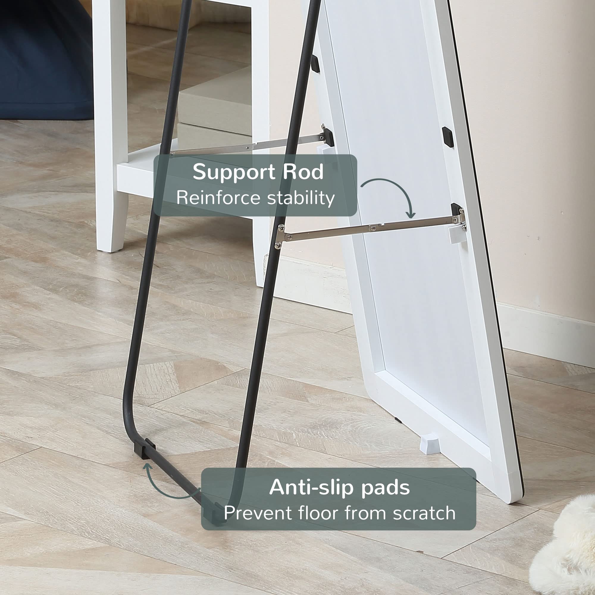 HOMCOM Ganzkörperspiegel, 160 x 45 cm Standspiegel mit Metallrahmen, Groß Bodenspiegel, Spiegel für Wohnzimmer, Schlafzimmer, Garderobe, Flur, Silber