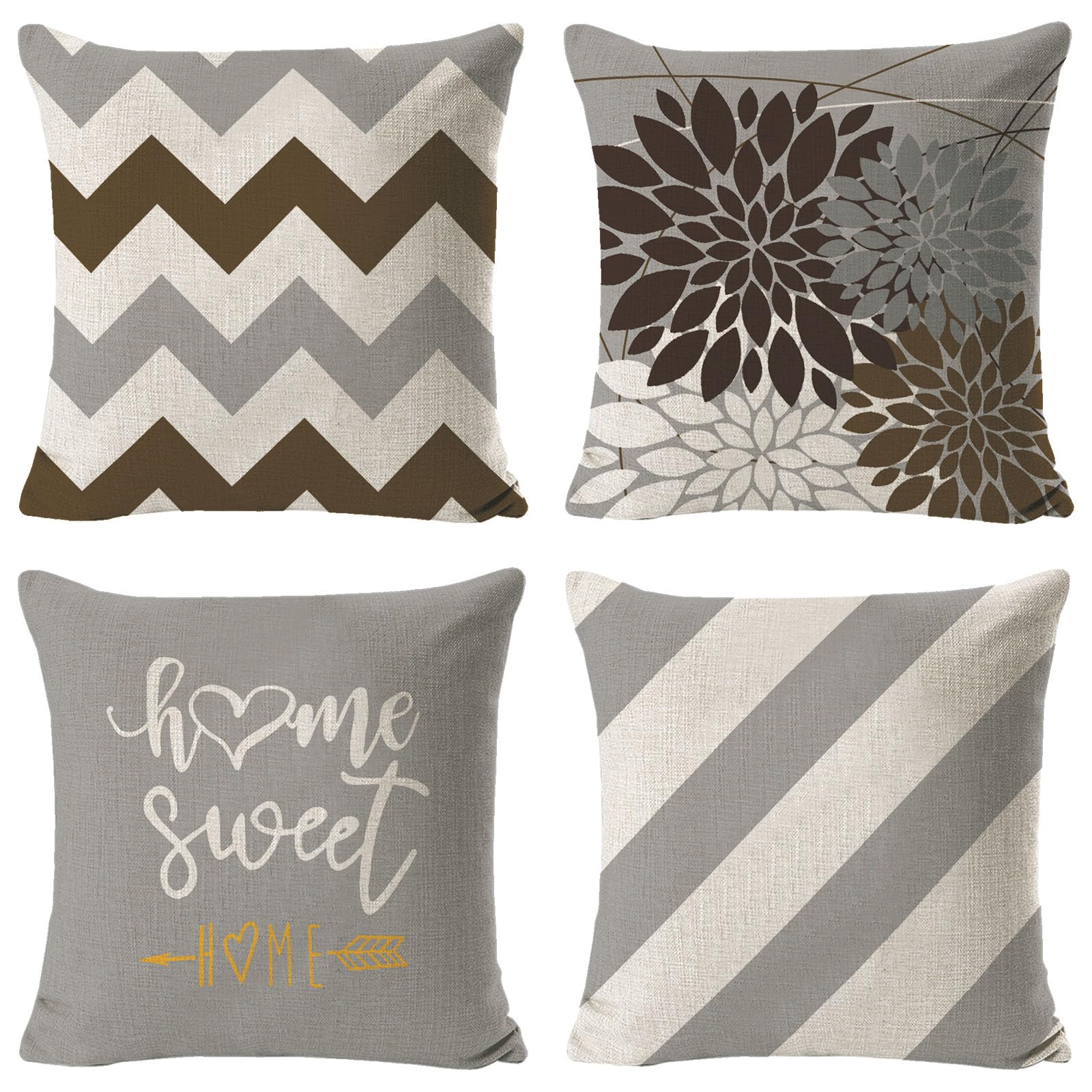 Juego de 4 Fundas de Cojín de 45 x 45 cm,Cojines Impermeables Exterior,Funda de cojín Decorativa con Estampado geométrico,para Sofá,Oficina, Coche,Decoración del Hogar