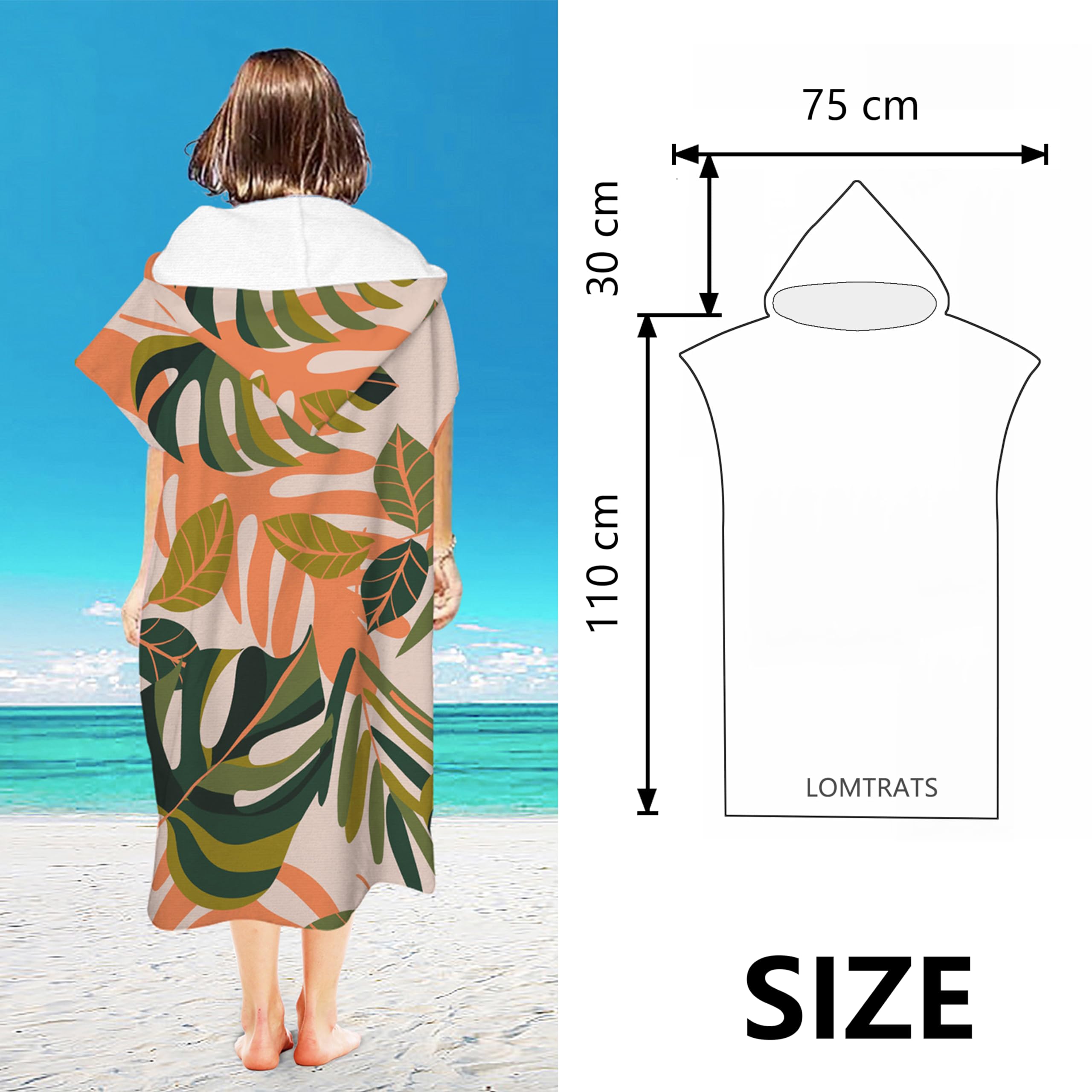 LOMTRATS Quick-drying Surf Poncho, Changing Towel, Bathrobe - Image 3