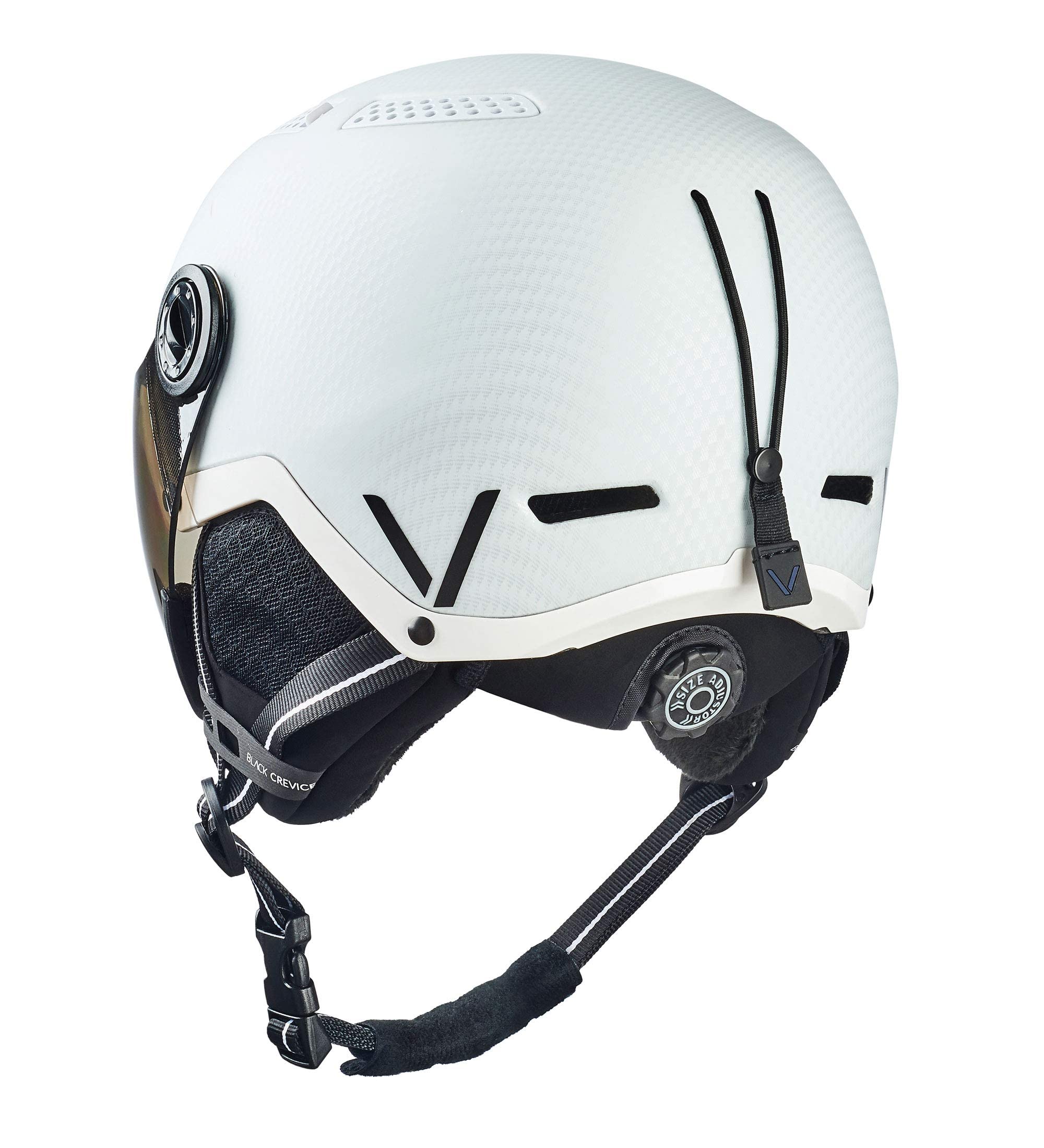 Black Crevice Kask narciarski Chamonix I kask narciarski z wizjerem w stylu pilota, kask narciarski dla mężczyzn i kobiet, unisex, kask snowboardowy, oddychający kask narciarski, regulowany rozmiar