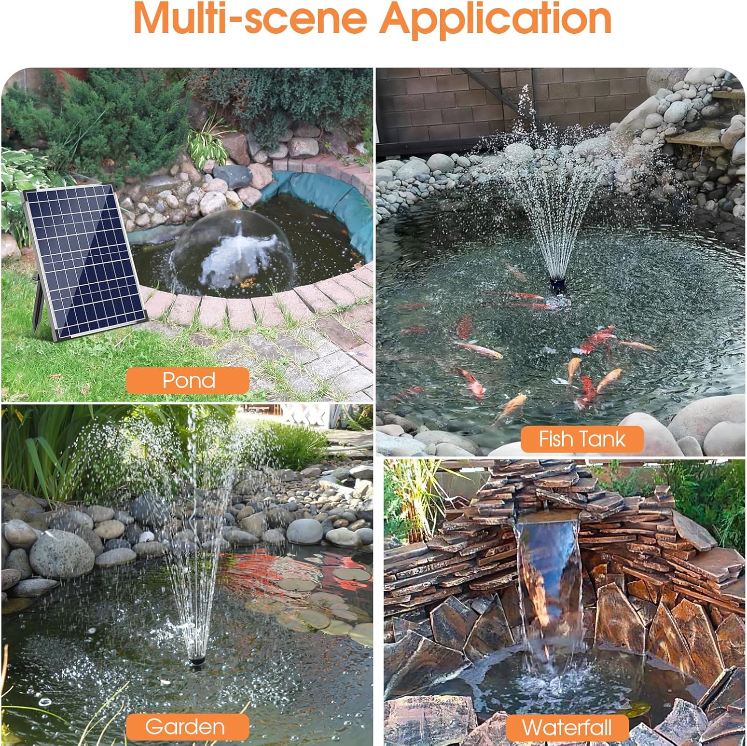 Antfraer 30W Solar Pond Filter with Water Pump Kit, Solar Pond Pump with 6.6FT PVC Tubing & 16.5FT Cord Pond Filter for Outdoor Garden Waterfalls, Koi Ponds & DIY Water Features