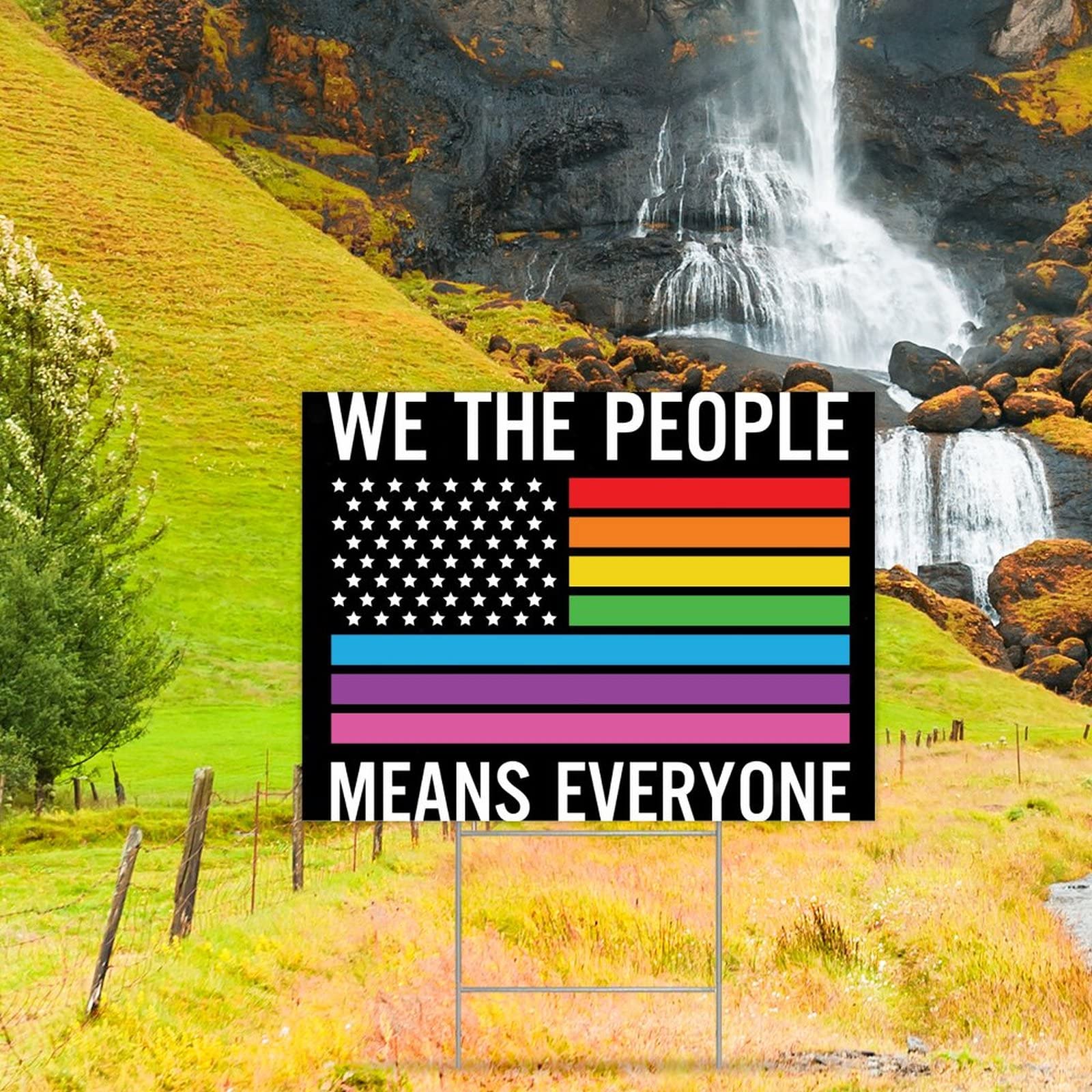 Progress Pride Yard Schild – 45,7 X 30,5 Cm, Regenbogenfarben, Mit H-Pfahl Für Garten & Terrasse