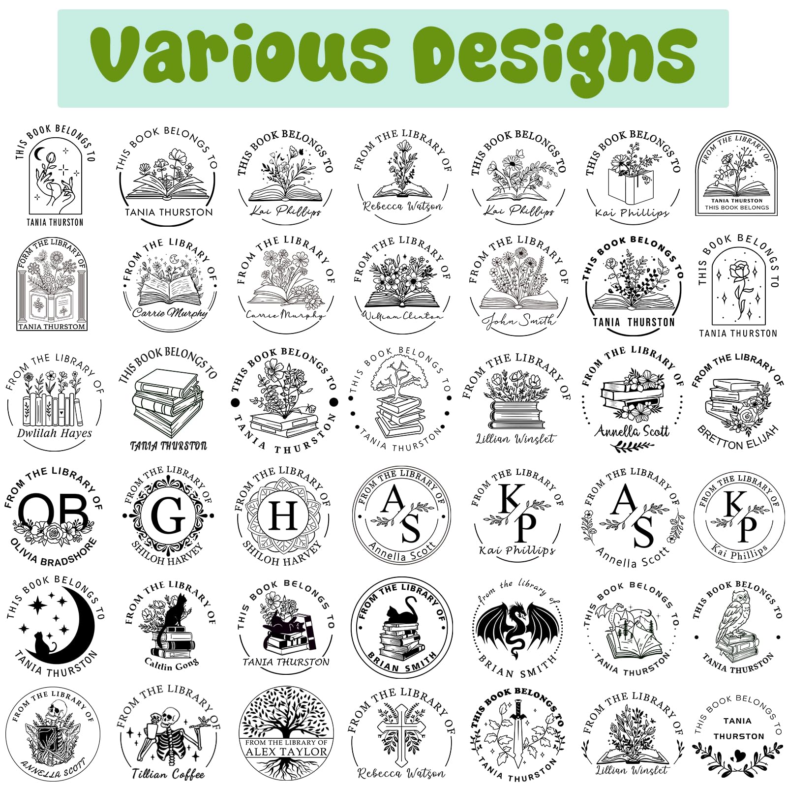Estampadora de biblioteca personalizada hecha con su nombre - Sello de libro personalizado de la biblioteca de estampadoras Regalos para amantes de los libros
