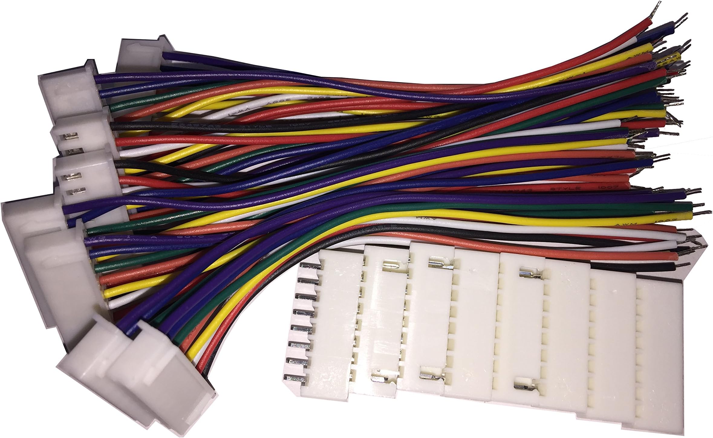 8 Sets JST XH 2.54MM 8 Pin Female Single Connector with Flat Wires 100MM 1007 26AWG