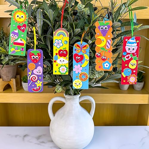 Miniatura 6 de Winlyn Juego de 36 juegos de manualidades de verano, marcapáginas caprichosas, decoraciones de arte, juegos de frutas, golosinas, animales, sol,