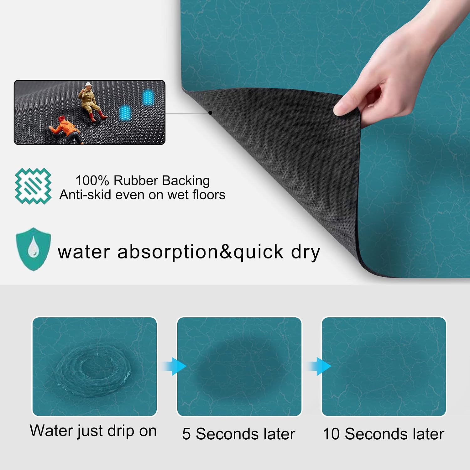 GOLENER Coffee Mat - Hide Stain Rubber Backed Absorbent Dish Drying Mat for Kitchen Counter- Bar Accessories Fit Under Coffee Maker Machine Cafe Pot Espresso Machine Dish Rack image 2