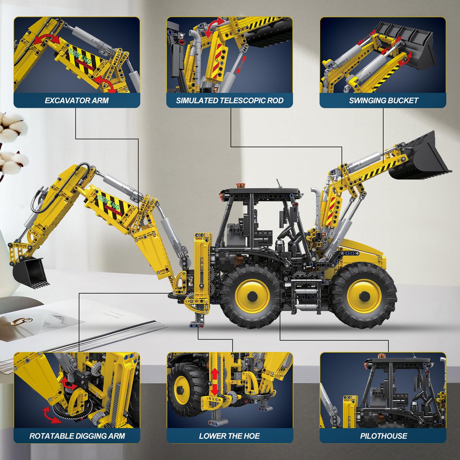 Mould King 17036 - Kit di costruzione per modellino di bulldozer a doppia testa, 2239 pezzi, 2239 pezzi, kit di costruzione con telecomando da 2,4 G, per ragazzi