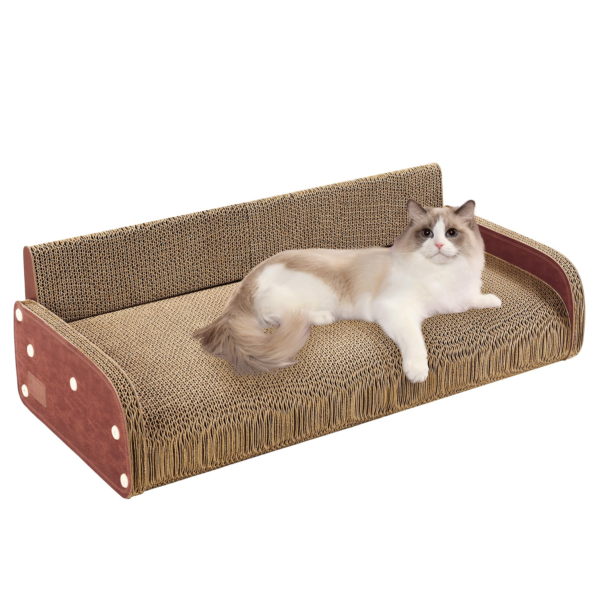 Tiragraffi per Gatti Adulti XXL - Tiragraffi Cartone 62cm Design Divano - Cartone Ondulato Rinforzato - Per Lettino Gatti e Soggiorno