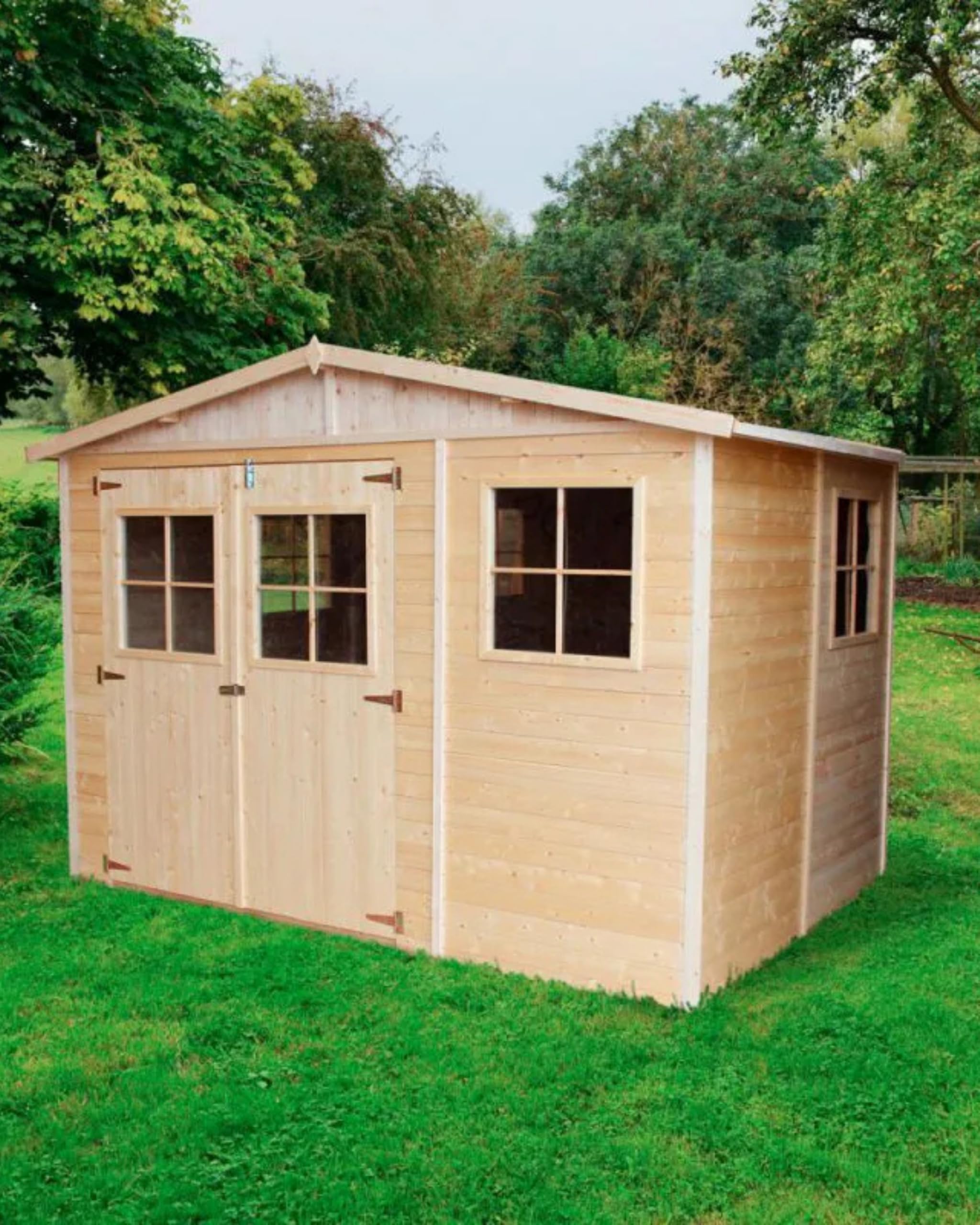 Steiner Shopping Gartenhaus Kufstein 300x200 cm aus Holz I Vorgefertigtes Elementhaus mit Satteldach & Dachpappe I Kompakter Geräteschuppen für Gartengeräte & Fahrräder I Robuste Gartenhütte