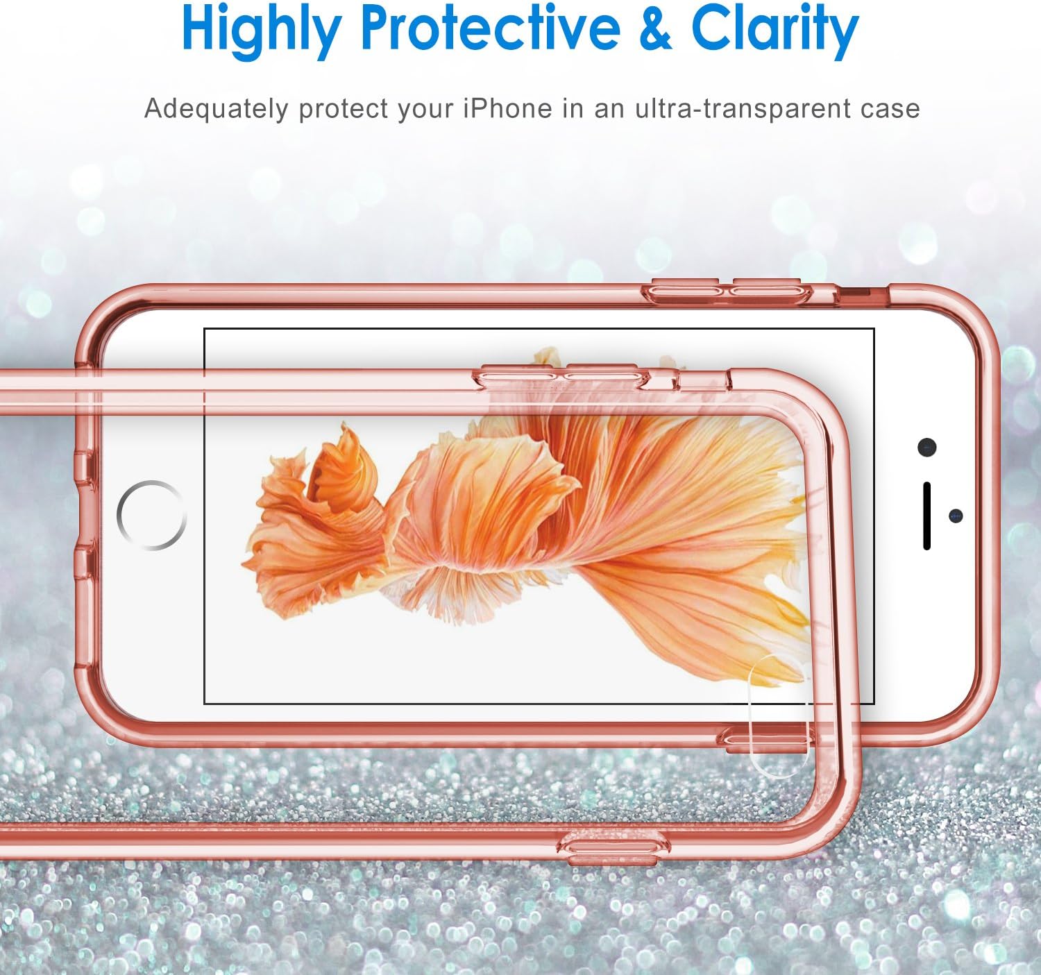 JETech Case for iPhone 6 and iPhone 6s, Shock-Absorption Bumper Cover, Anti-Scratch Clear Back (Rose Gold)