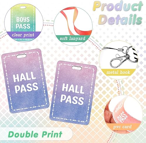 Miniatura 9 de 8 juegos de cordones para pases de aula, pases de aula, pases irrompibles, pases de aula para baño, biblioteca, Oh Happy Day, escuela, pases para