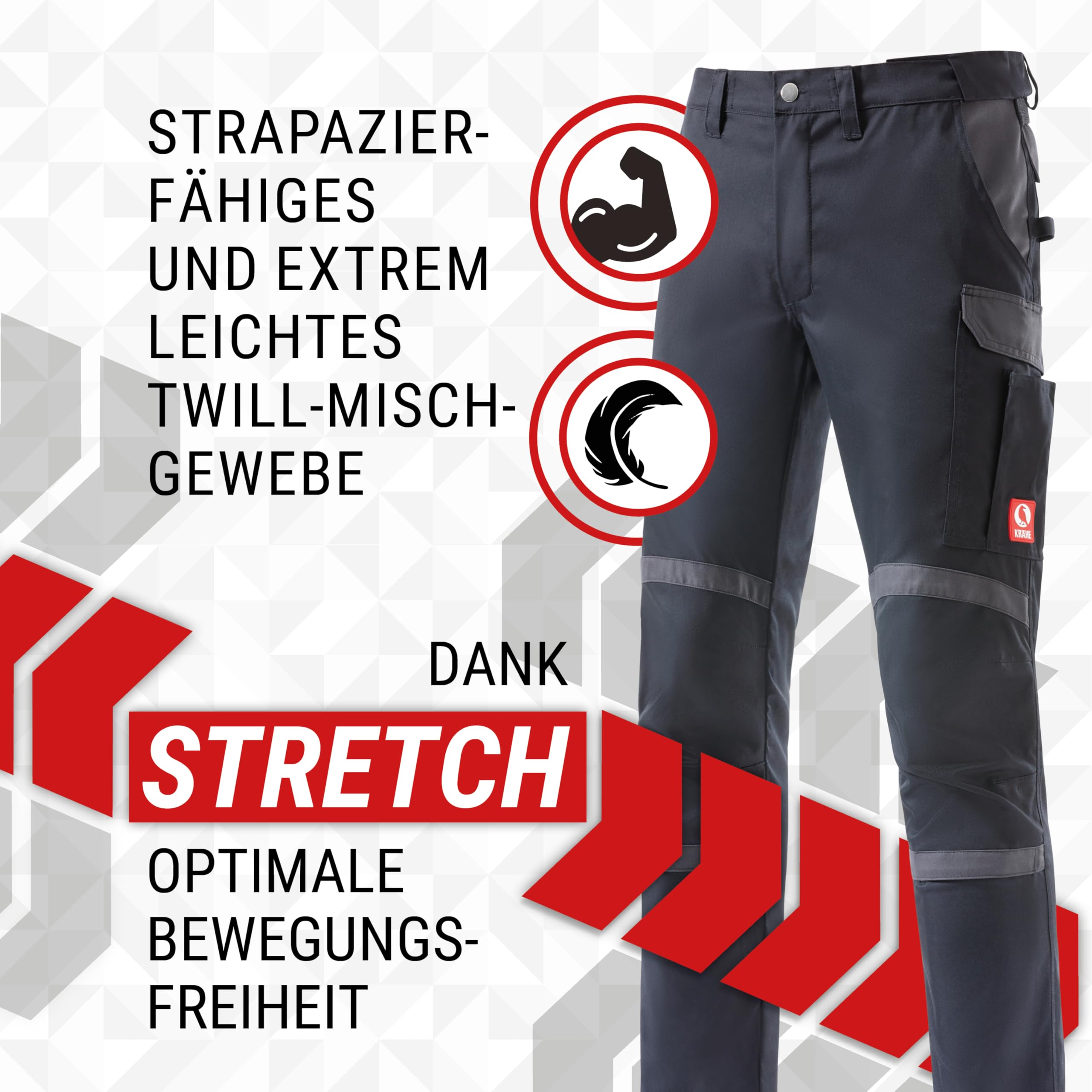 KRÄHE WORKWEAR Profession Pro S T R E T C H Bundhose I Arbeitshose I Top-Leichtgewicht mit hoher Strapazierfähigkeit und besonderer Elastizität