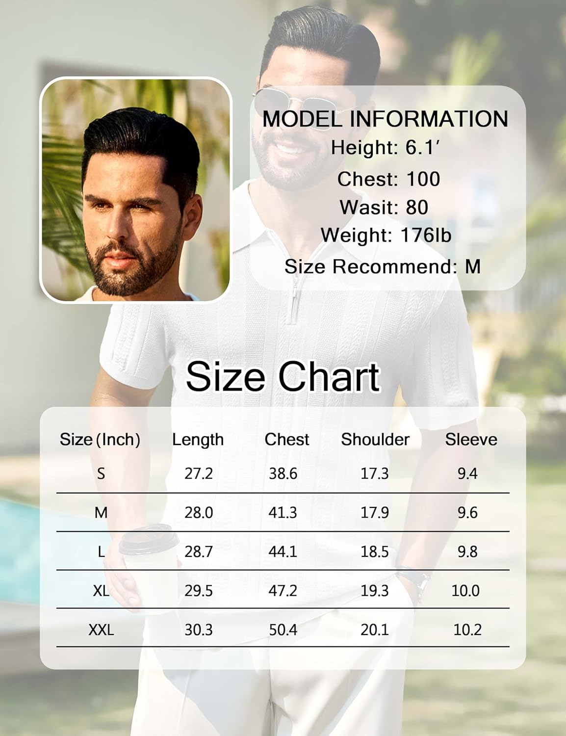 Cotrasen Mens Zipper Polo Shirts Short Sleeve Textured Knit Polo Shirts Regular Fit Casual Stretchy Golf Shirts - Image 6