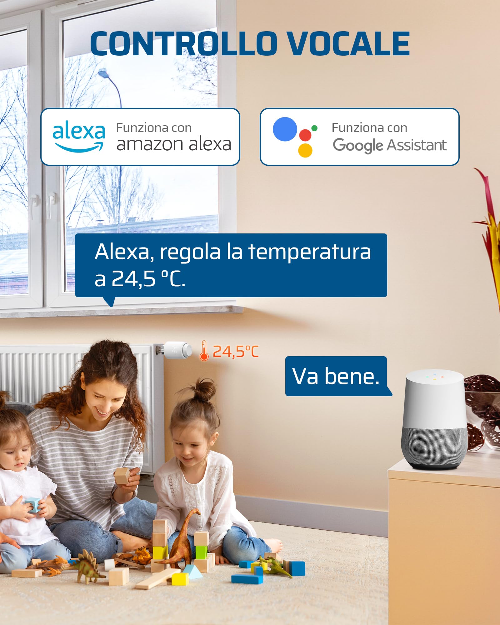 DEWENWILS Termostato Radiatore Smart WiFi, Nessun Gateway Necessario | Termostato Radiatore Programmabile, Controllo App, Compatibile Alexa & Google Assistant, Risparmio Energetico