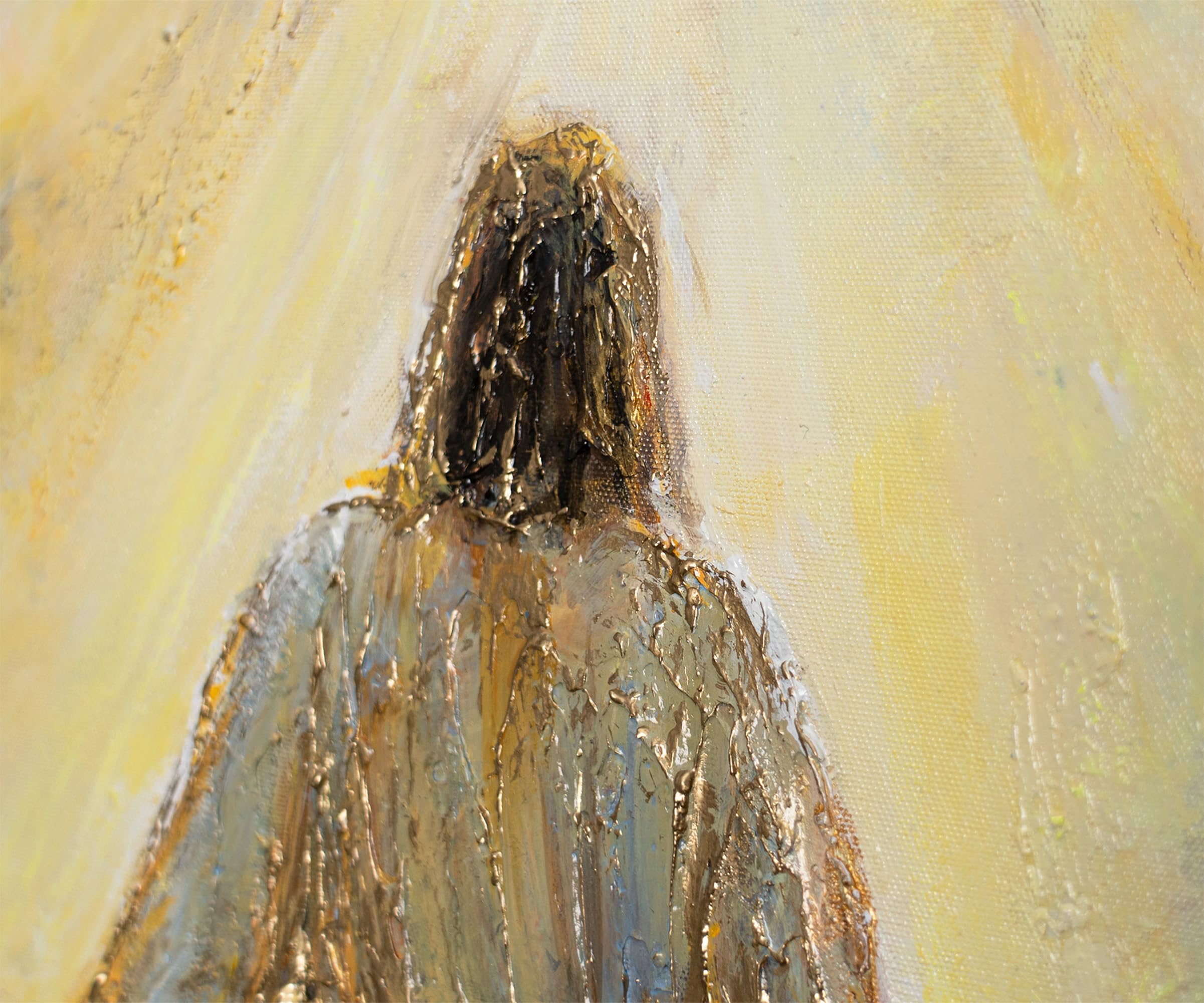 YS -Art Dipinto a mano Gesù Quadro su tela Spirituale Murale cristiana con cornice Pittura Acrilica Religiosa Mare & Luce Decorazione moderna da parete 120 x 80 cm