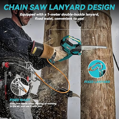 Miniatura 5 de Mini motosierra para batería Makita de 18 V, motosierra eléctrica inalámbrica 2 en 1 de 8 y 6 pulgadas con motor sin escobillas y engrasador