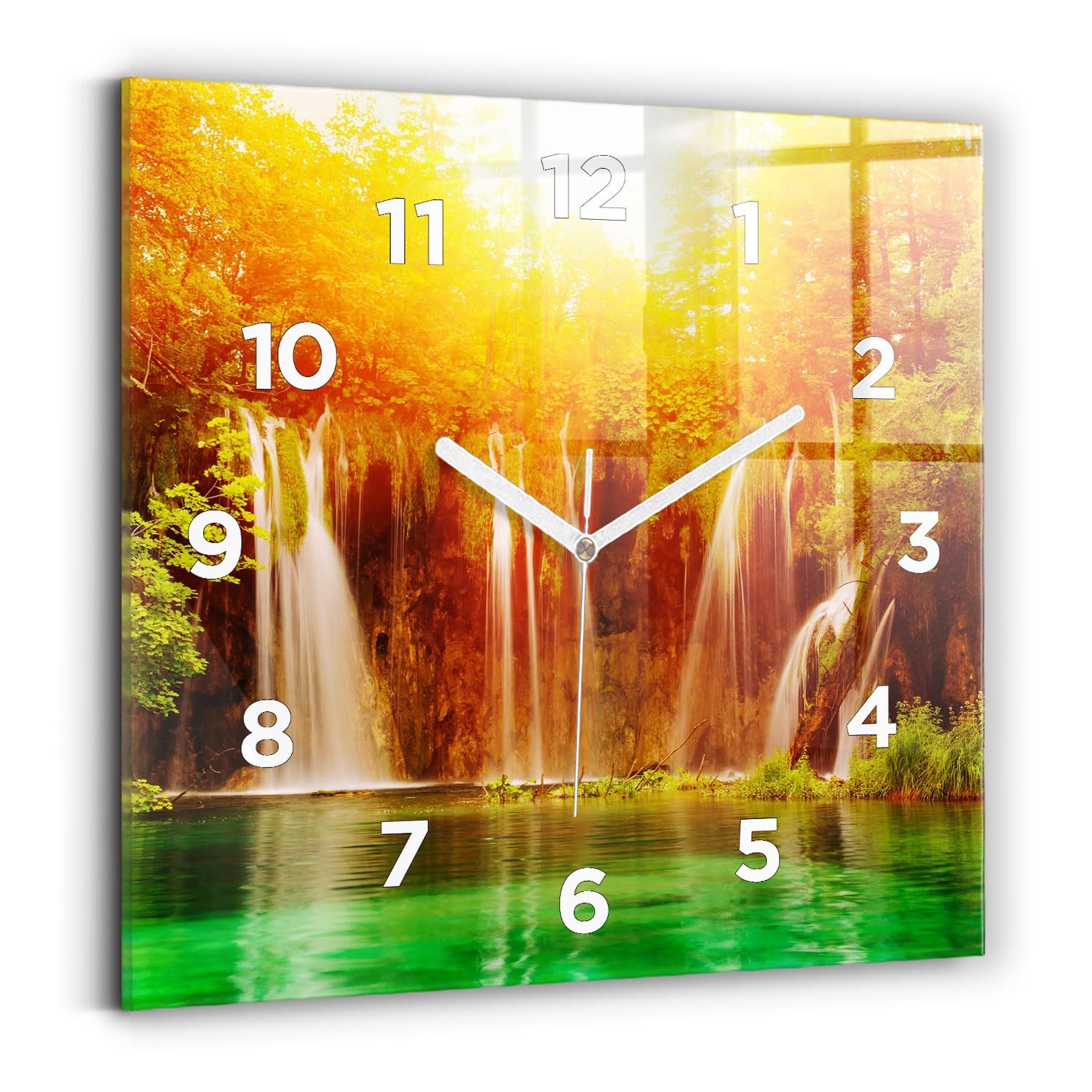 Horloge carrée 30x30 cm Wallfluent à mécanisme silencieux avec aiguilles blanches