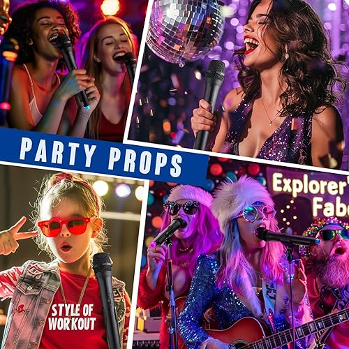 Vista 13 de Facmogu 3 micrófonos falsos, micrófono realista de plástico para niños, micrófono de juguete de simulación de Halloween para cosplay, disfraz de 3