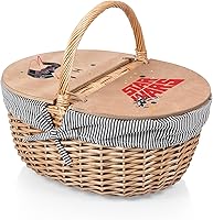 Vista 18 de Picnic TIME Disney Mickey Mouse Country - Cesta de picnic vintage con tapa, cesta de picnic de mimbre para 2 personas (crema con patrón azul marino)