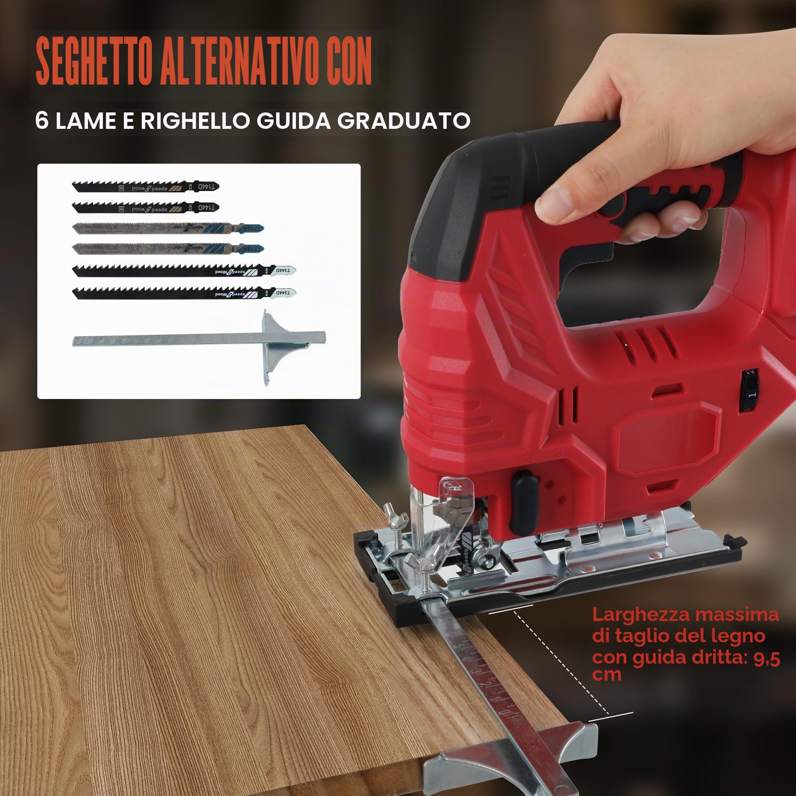 Seghetto alternativo senza fili per Milwaukee M18 18 V, 800 W, 3200 giri/min, senza spazzole, tagli smussati a 45°, 4 azioni orbitali, con lame seghetto alternativo per taglio dritto/curvo/circolare
