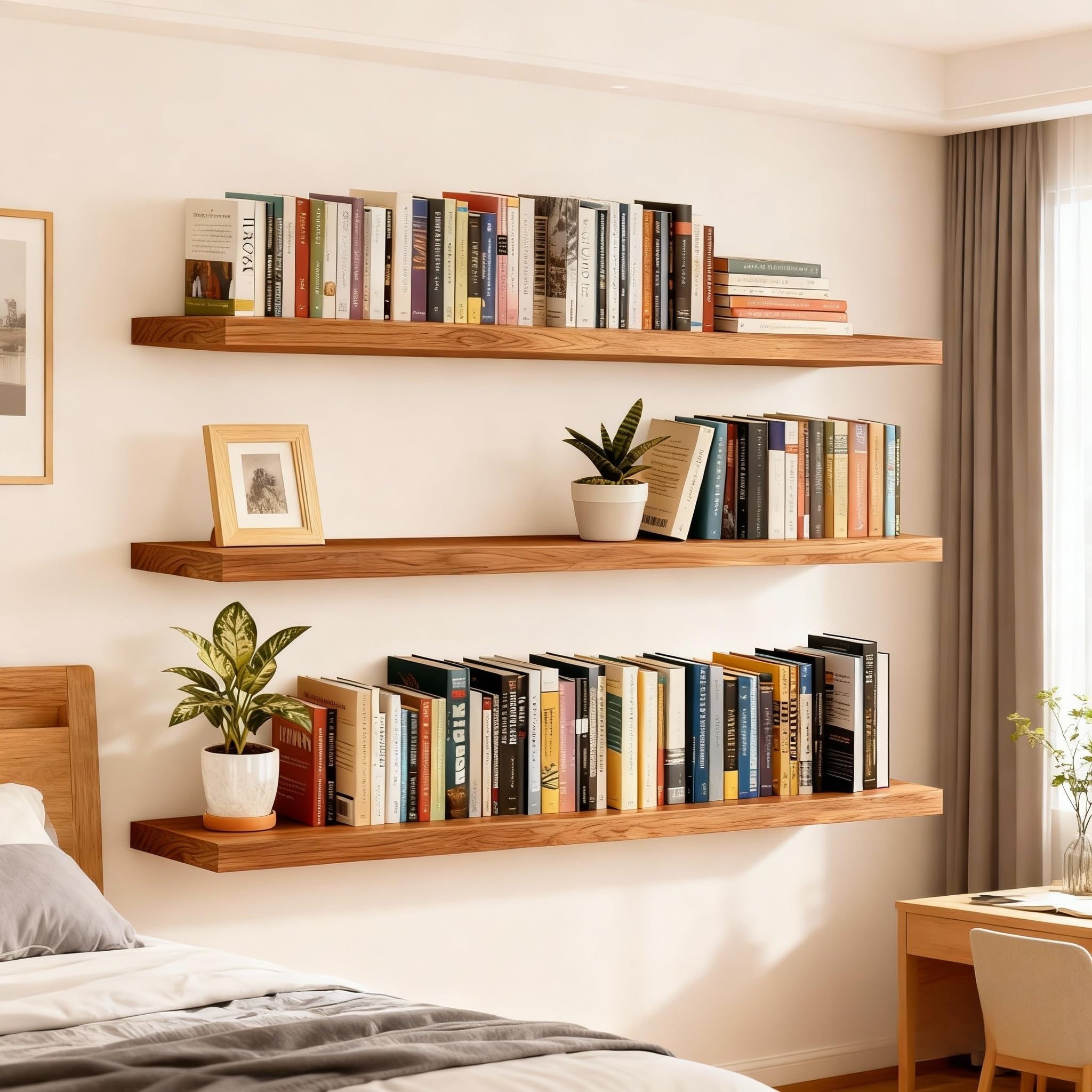 ROGMARS Walnut Floating Shelves - 36 Inch -17