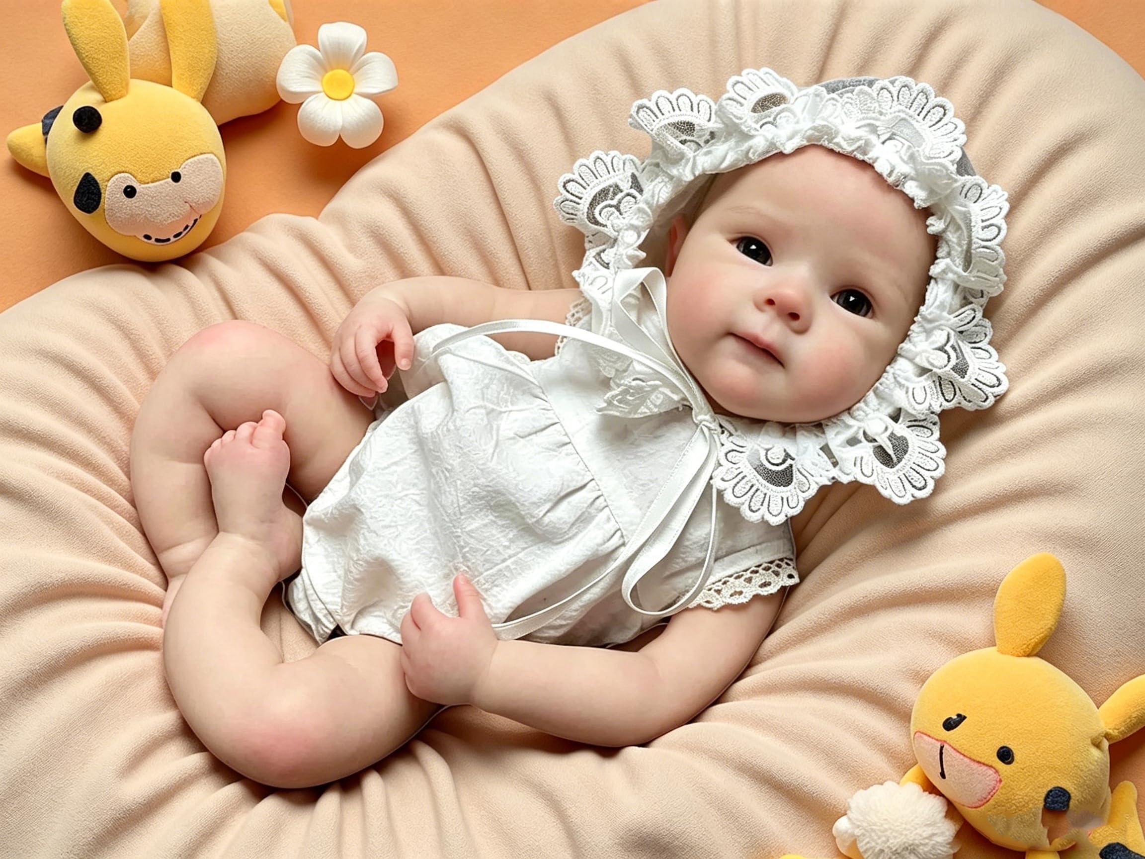 Abenduot Bambola da 33 cm con Bocca Aperta in Silicone Corpo Intero Ragazza Assomiglia a un Bambino Vero | Silicone solido, realistico, anatomicamente corretto e impermeabile, per bambini dai 3 anni in su. Regalo per bambini