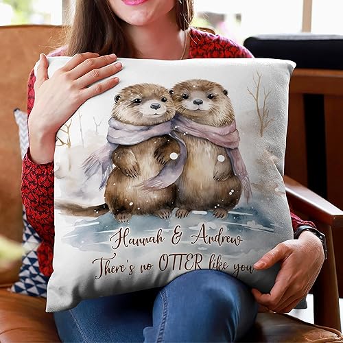 Vista 11 de Hyturtle Personalized Otter Pillow (Insert Included) Gifts for Couple Her Girlfriend Boyfriend Wife - Valentine's Day Birthday - I Love You Custom