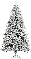 Vista 12 de HOMCOM Árbol de Navidad artificial de pino flocado de nieve sin luz de 9 pies de alto con ramas realistas, verde
