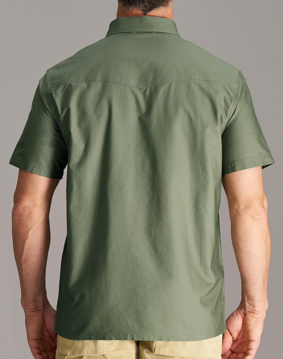 CHRONOLINE Short Sleeve Button Down Shirt for Men Regular Fit Oxford Cotton Work Shirt with Pocket Work Utility Top for Men