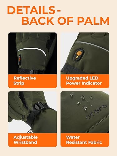 Miniatura 3 de ORORO Guantes térmicos para mujeres y hombres, guantes de motocicleta con calefacción recargable, guantes de batería para esquí y artritis